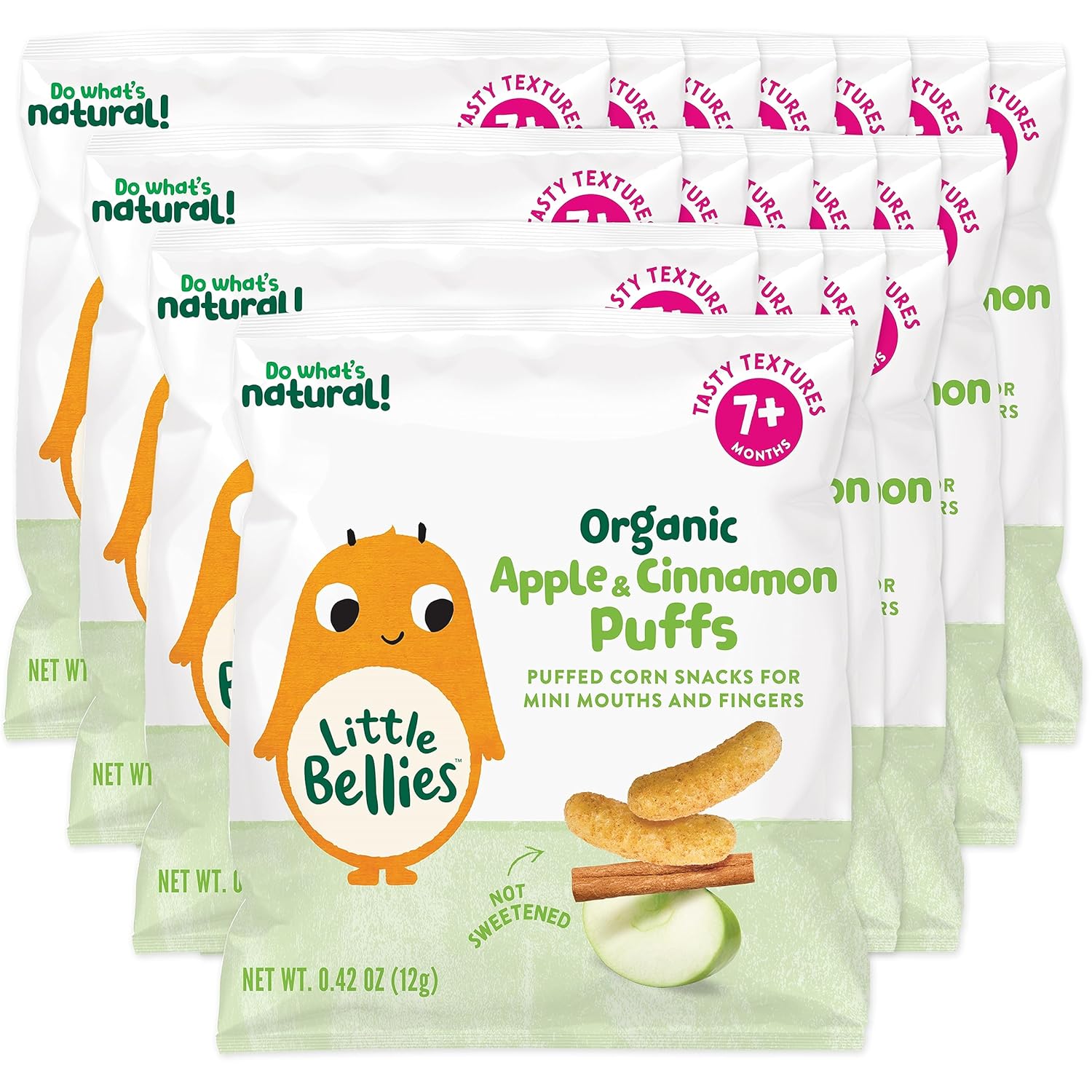 Little Bellies Organic Apple & Cinnamon Puffs Baby Snack (Pack Of 18 X 0.42 Oz Individual Packs)
