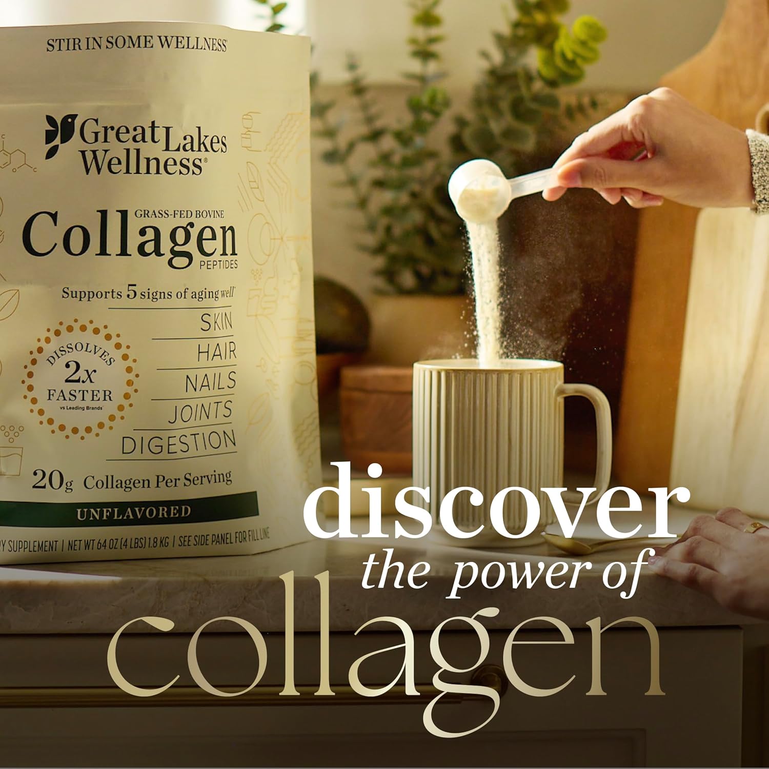 Great Lakes Wellness Collagen Peptides Powder For Skin, Hair, Nails, Joints & Digestion - Chocolate Flavored - Quick Dissolve Hydrolyzed, Non-Gmo, Kosher - 10 Oz : Health & Household