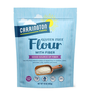 Carrington Farms Gluten Free Flour With Fiber – Nutritional Boost With Added High Fiber From Gluten Free Oats, Allergen Friendly, No Added Sugar - Nutrient Rich Flour For Baking & Cooking (16 Oz)