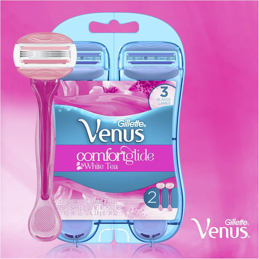 Gillette Venus Comfortglide White Tea Scented Women'S Disposable Razor, 2 Count