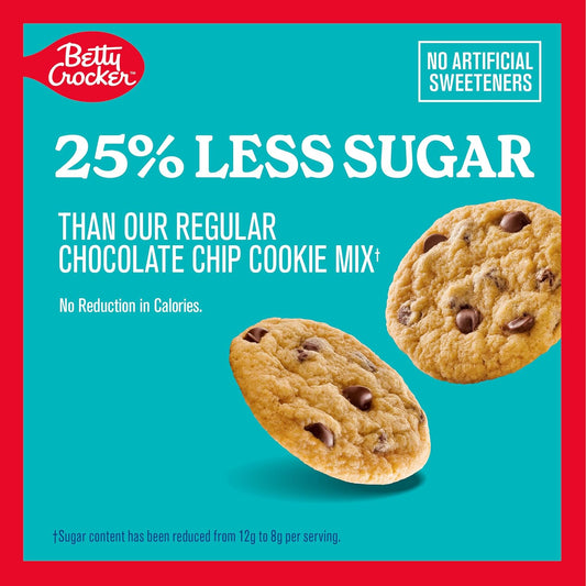 Betty Crocker Lower Sugar Cookie, Chocolate Chip Cookies, No Artificial Sweeteners, 13.1 oz