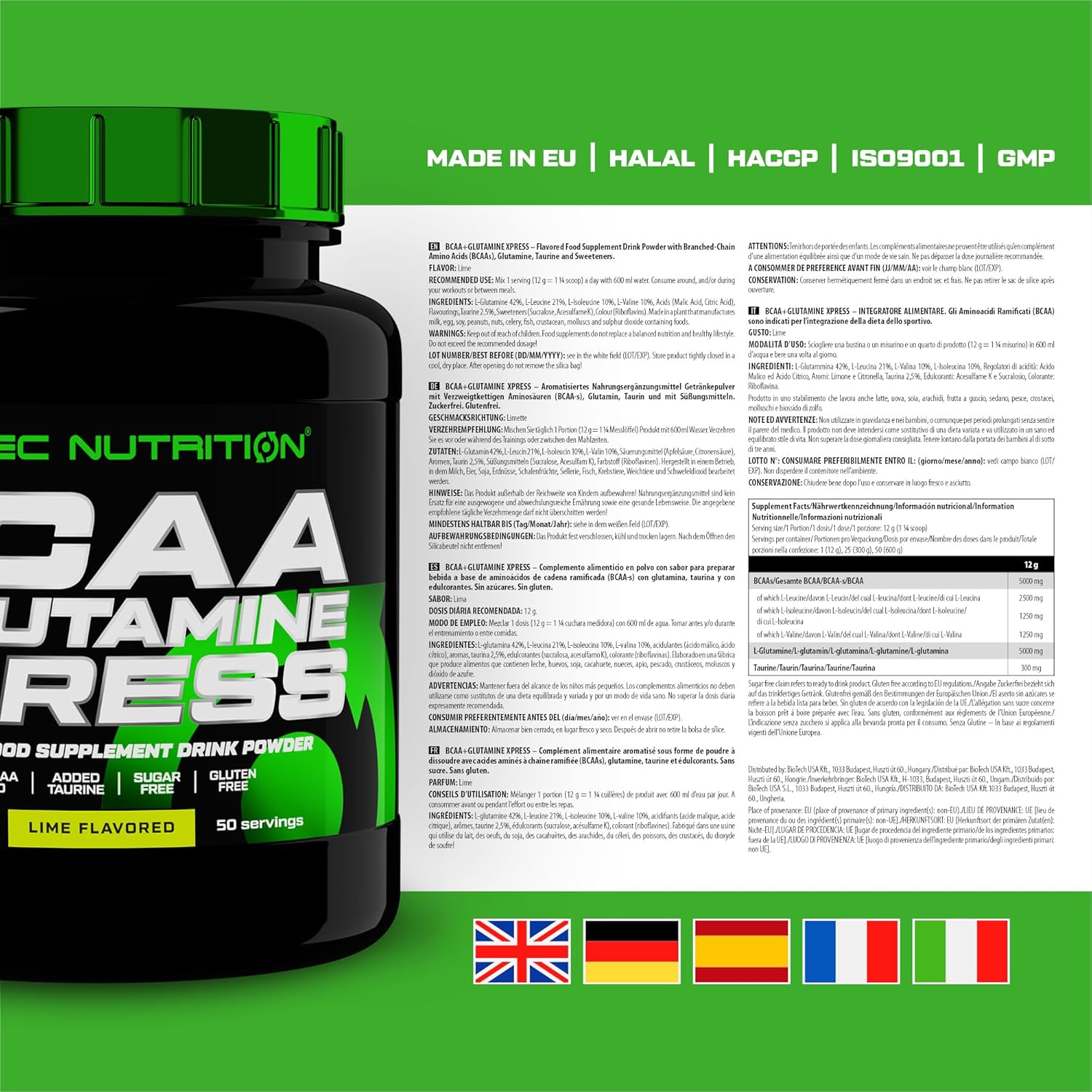 Scitec Nutrition BCAA + Glutamine Xpress – Essential Amino Acid Blend – with 5g 2:1:1 BCAAs – 5g Glutamine – Fortified with Taurine, 600 g, Mojito : Amazon.co.uk: Health & Personal Care