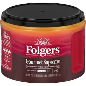 Folgers Gourmet Supreme Medium Dark Roast Ground Coffee, 22.6 Ounces (Pack of 6)