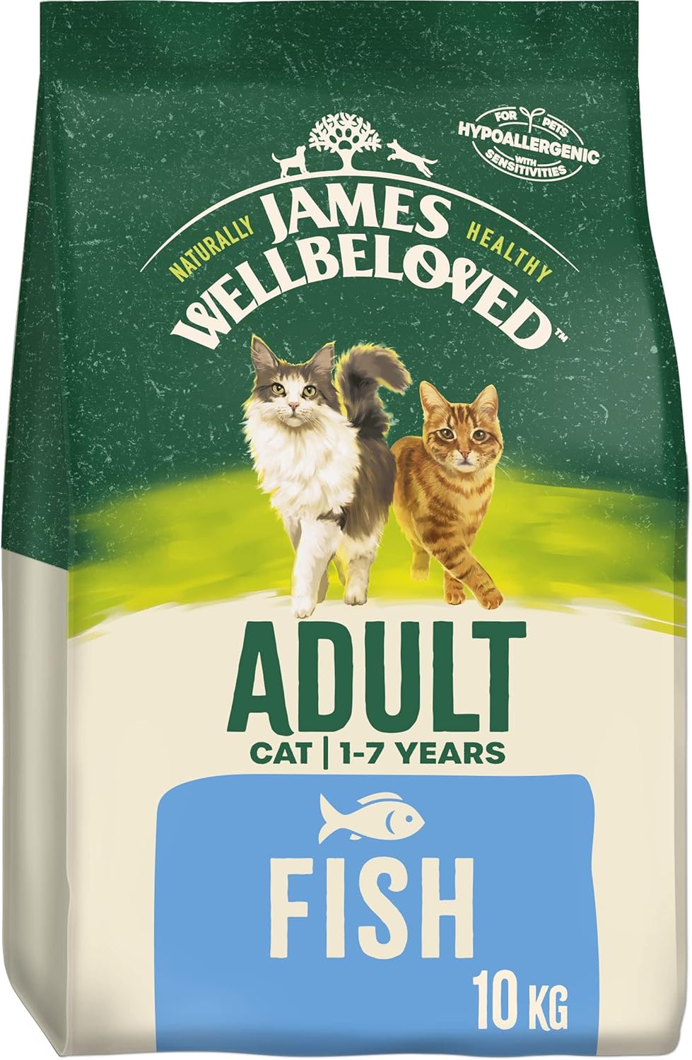 James Wellbeloved Adult Fish 10 kg Bags, Hypoallergenic Dry Cat Food?03JW12