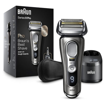 Braun Electric Razor For Men, Series 9 Pro 9465Cc Wet & Dry Electric Foil Shaver With Prolift Beard Trimmer, Cleaning & Charging Smartcare Center, Head Shavers For Bald Men, Noble Metal