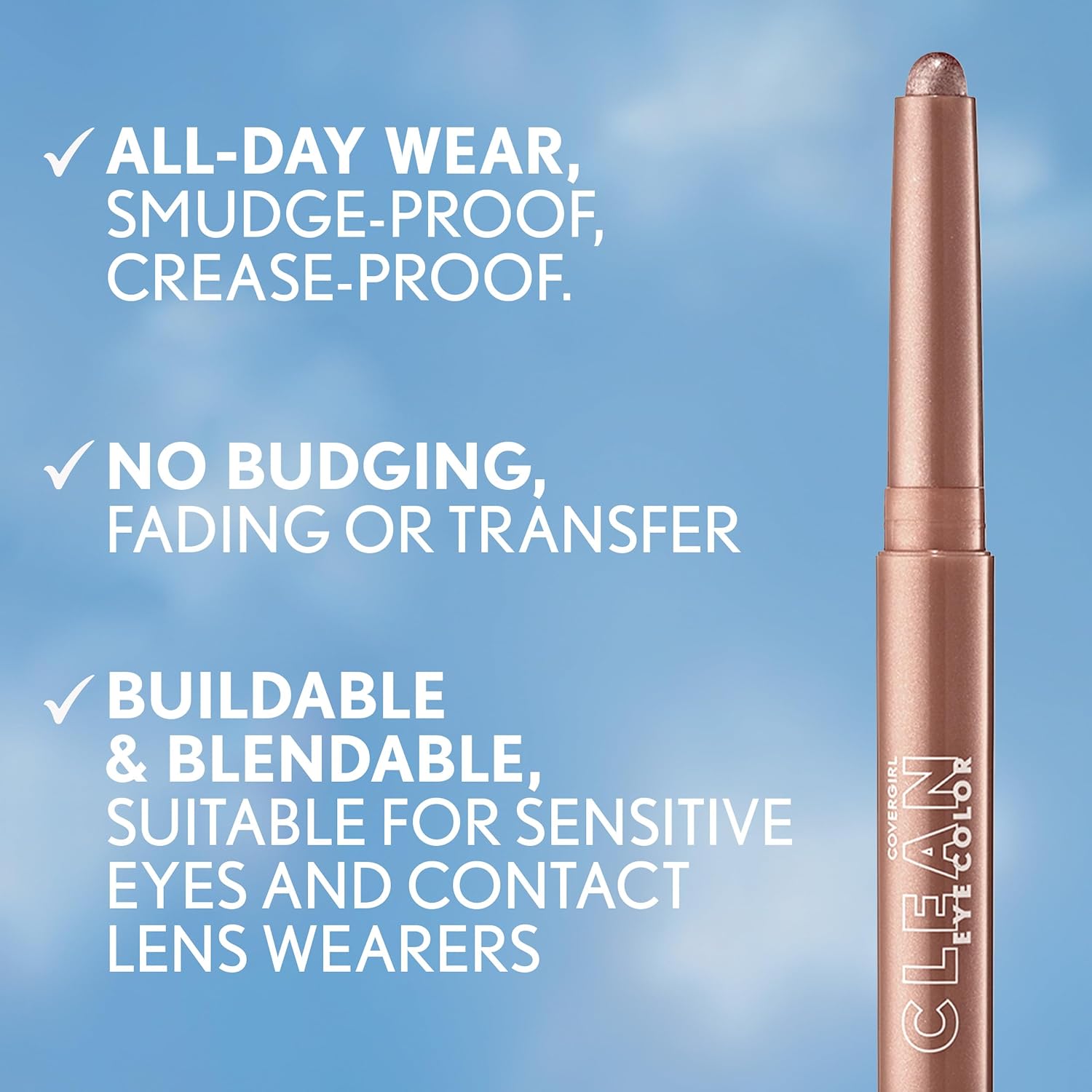 Covergirl Clean Eye Color, Icy Frost, Eyeshadow Sticks, Ultra Creamy Formula, Lightweight, Buildable Formula, Lasts All Day, Smudge-Proof, 0.05Oz : Beauty & Personal Care