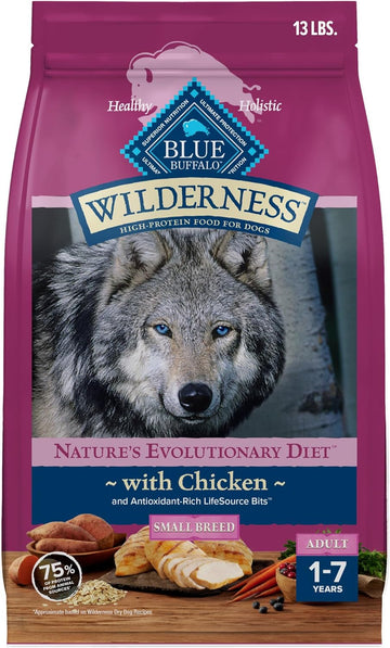 Blue Buffalo Wilderness Natural High-Protein Dry Food For Small Breed Adult Dogs, Chicken Recipe, 13-Lb. Bag