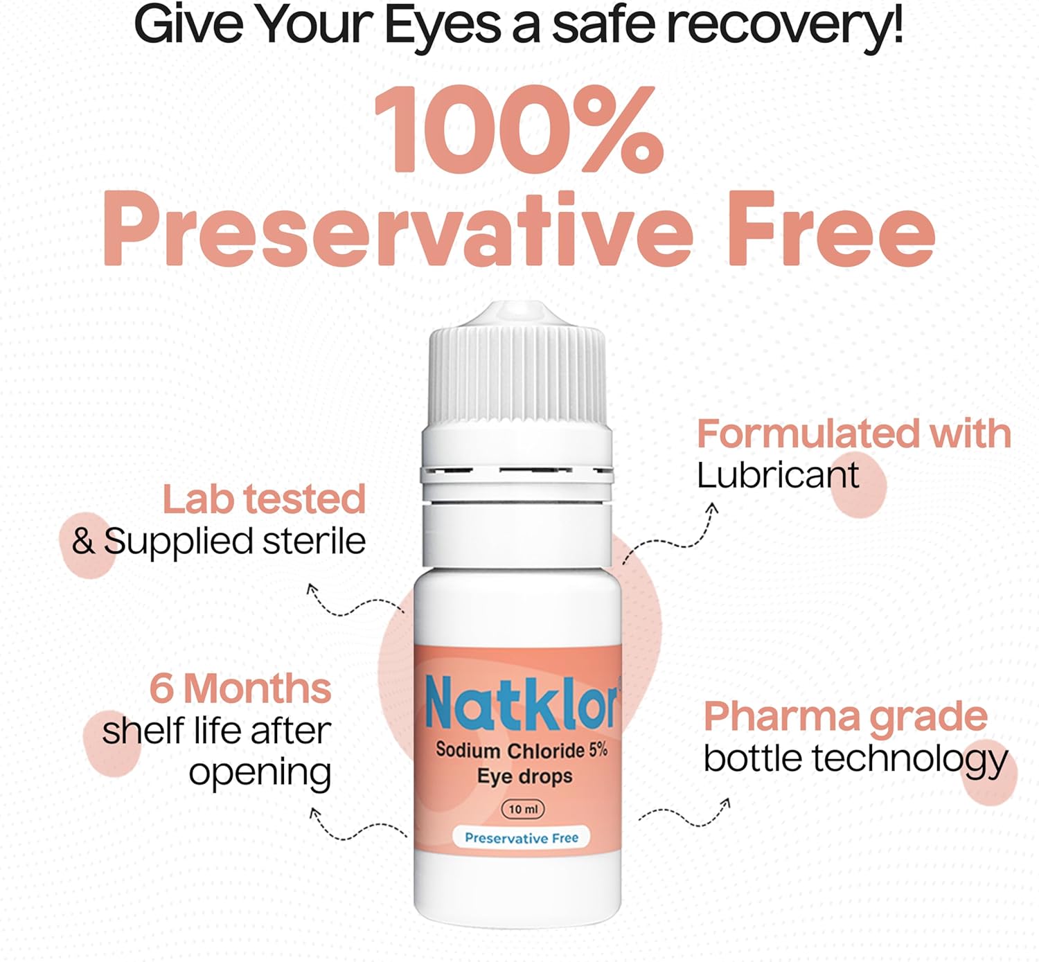 Natklor Sodium Chloride 5% Eye Drops for Corneal Oedema | Hypertonic Saline Drops | Preservative Free Novelia Bottle Technology | 10ml : Amazon.co.uk: Health & Personal Care
