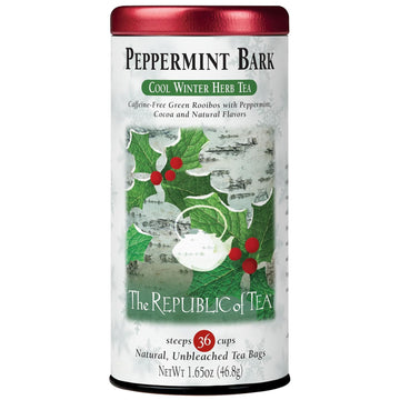 The Republic Of Tea - Peppermint Bark, Cool Winter Herb Tea, 36 Tea Bags, Caffeine-Free