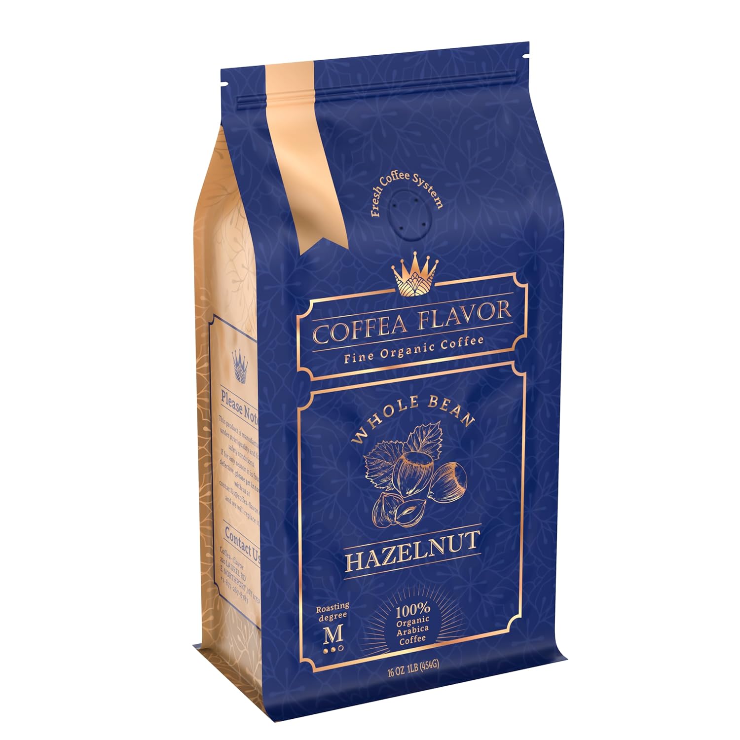 Organic Hazelnut Coffee - Gourmet Flavored Whole Bean Coffee, Medium Roast, Usda Organic, Fair Trade, 100% Arabica, 16 Oz By Coffea Flavor