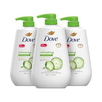 Dove Body Wash With Pump Refreshing Cucumber And Green Tea 3 Count Refreshes Skin Cleanser That Effectively Washes Away Bacteria While Nourishing Your Skin 30.6 Oz