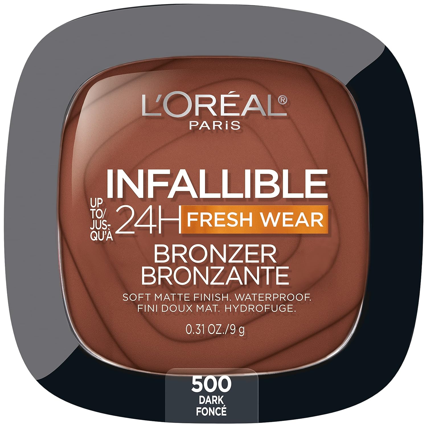 L'Oreal Paris Infallible Up To 24H Fresh Wear Soft Matte Longwear Bronzer. Waterproof, Heatproof, Transfer, Humidity And Sweatproof, Dark, 0.31 Oz
