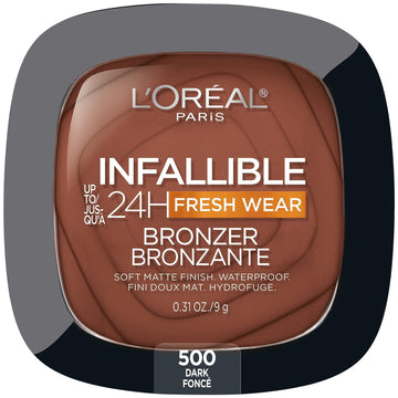 L'Oreal Paris Infallible Up To 24H Fresh Wear Soft Matte Longwear Bronzer. Waterproof, Heatproof, Transfer, Humidity And Sweatproof, Dark, 0.31 Oz