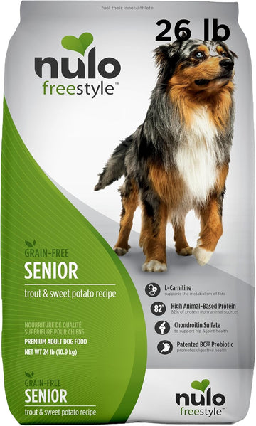 Nulo Freestyle All Breed Senior Dry Dog Food, Premium Grain-Free Dog Kibble With Healthy Digestive Aid Bc30 Probiotic And Chondroitin Sulfate For Hip & Joint Support 26 Pound (Pack Of 1)