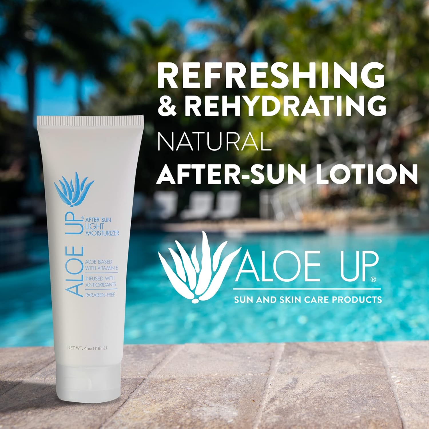 ALOE UP Spa Collection After Sun Light Moisturizer - Organic Hydrating After Sun Lotion With Aloe Vera Gel and Vitamin E - Reef Friendly - Mineral Oil Free - Peach-Apricot Fragrance - 4 Oz : Beauty & Personal Care