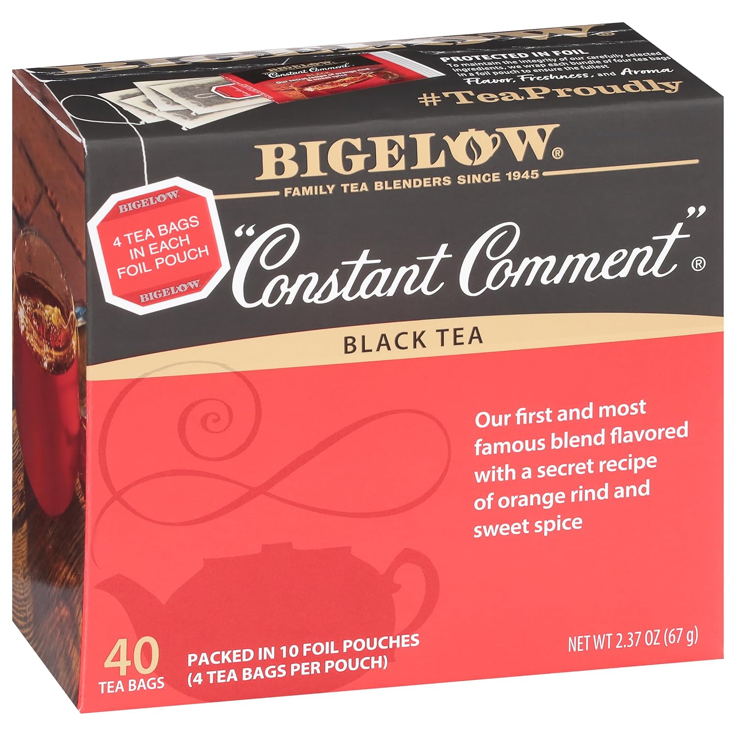 Bigelow Tea Constant Comment Black Tea, Caffeinated Tea, 40 Count Box (Pack Of 6), 240 Total Tea Bags