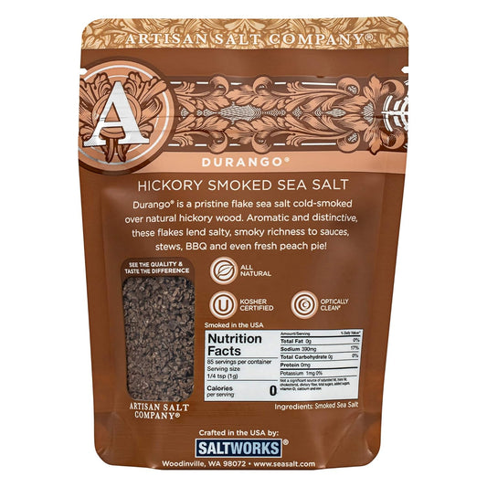 Artisan Salt Company Durango Hickory Smoked Sea Salt, Zip-Top Pouch, 3 Ounce