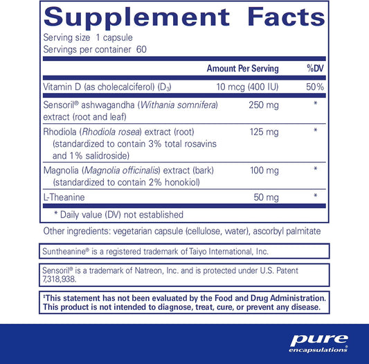 Pure Encapsulations Cortisol Calm - Supports Cortisol Health & Relaxation - Contains Ashwagandha & L-Theanine - Restful Sleep - 60 Capsules