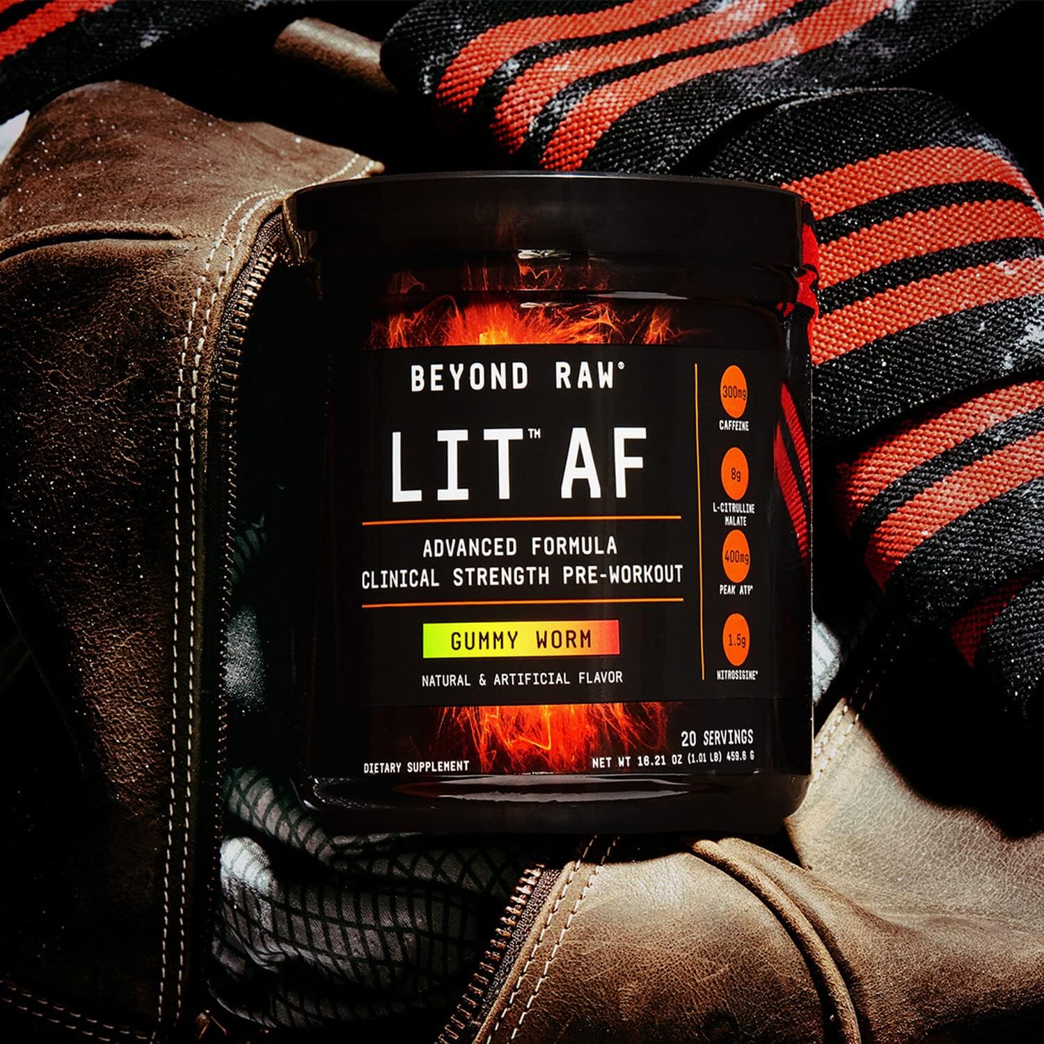 BEYOND RAW LIT AF | Advanced Formula Clinical Strength Pre-Workout Powder | Contains Caffeine, L-Citruline, and Nitrosigine | Gummy Worm | 20 Servings : Health & Household