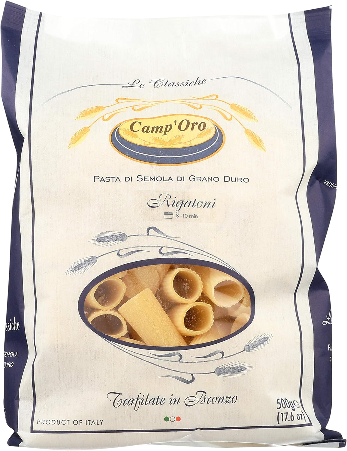 Camp'Oro Le Classiche Italian Bronze Die Cut Pasta, Rigatoni, 17.6 Ounce (Pack of 10)