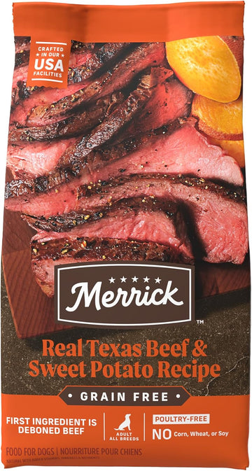 Merrick Premium Grain Free Dry Adult Dog Food, Wholesome And Natural Kibble, Real Texas Beef And Sweet Potato - 10.0 Lb. Bag