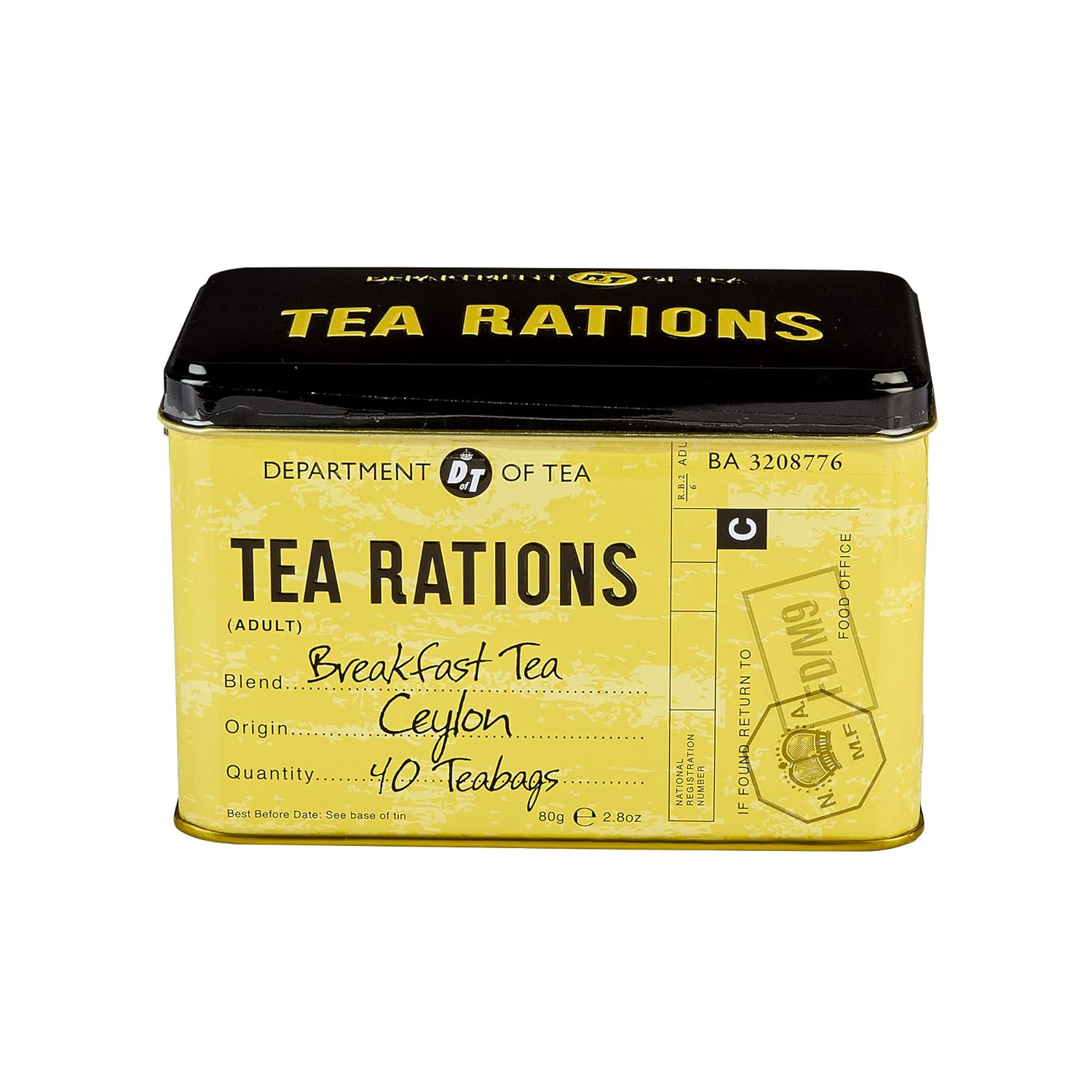 New English Teas Tea Rations Tea Tin With 40 English Breakfast Teabags, World War 2 Memorabilia