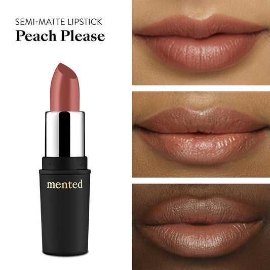 Mented Cosmetics Nude Lipstick For Women, Semi-Matte Long-Lasting Lip Stick, Moisturizing Vegan, Paraben & Cruelty-Free, Enhances All Complexions, Perfect For Everyday Makeup, Peach Please