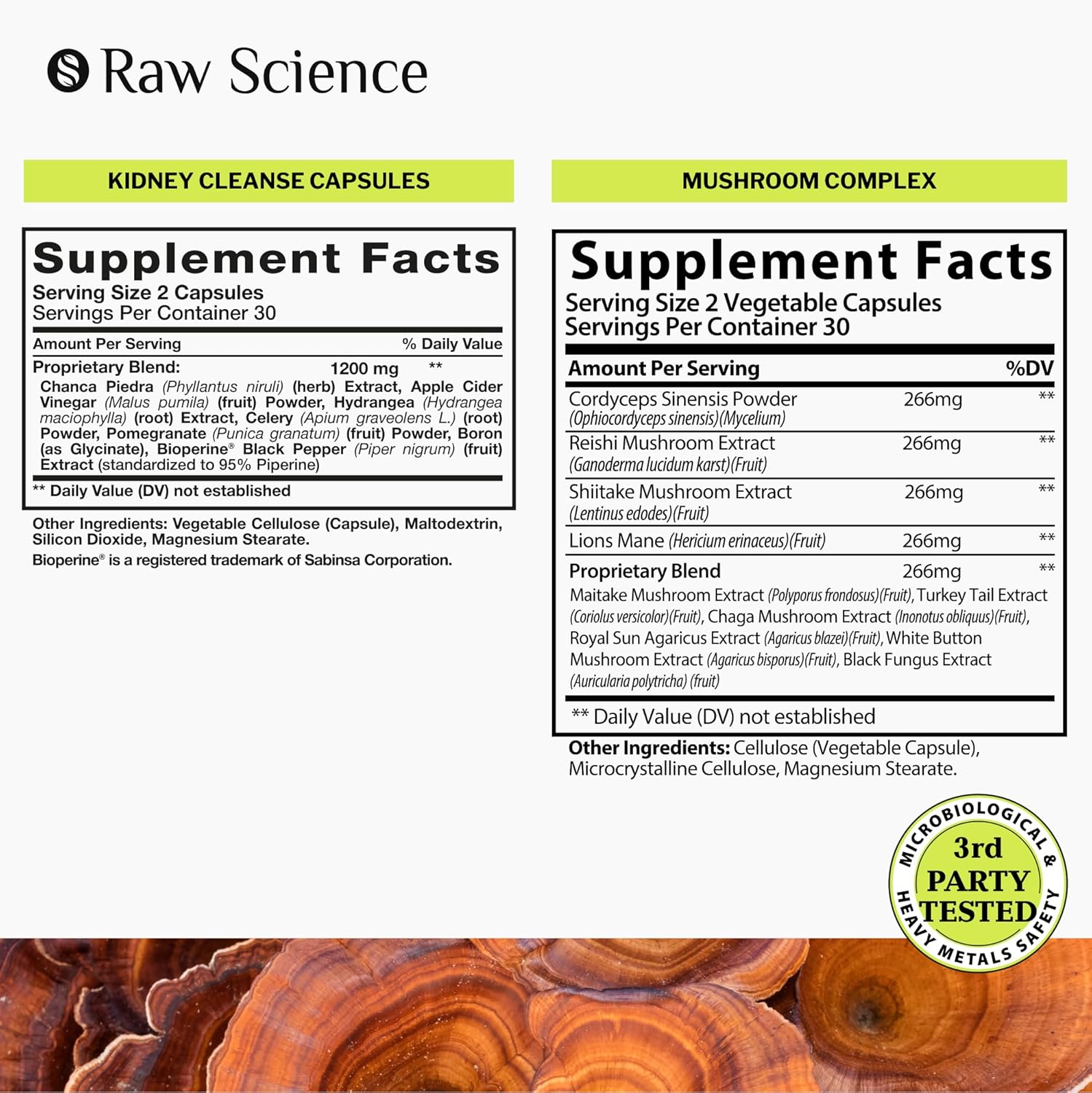 S RAW SCIENCE Kidney and Immunity - Kidney Cleanse Detox & Immune Booster Blend - Urinary Tract & Kidney Support Supplement 60pcs and Mushroom Supplement 1330mg 60pcs : Health & Household