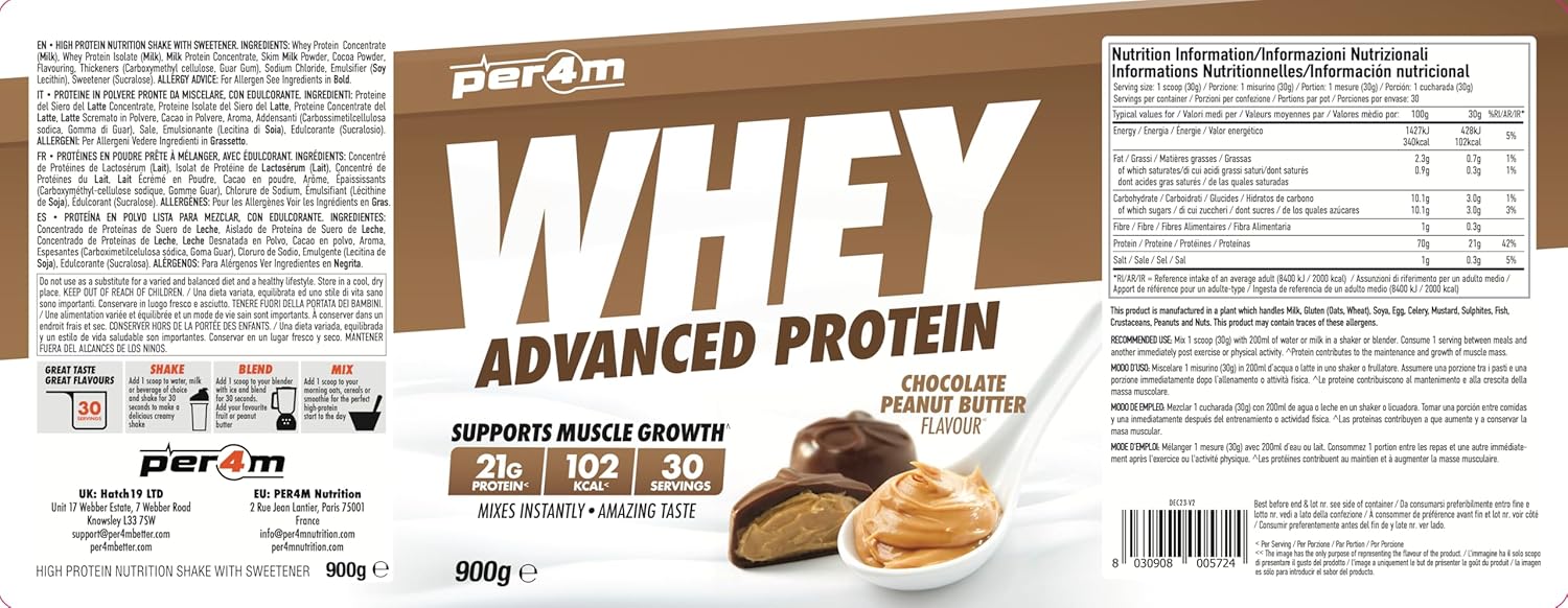 Per4m Advanced Whey Protein Powder | 30 Serving Low Sugar Protein Shake with Amino Acids | Perfect for Your Gym Bag and Travel | Shaker & 5 Mixed Selection Sachets (900g, Strawberry Creme) : Amazon.co.uk: Health & Personal Care
