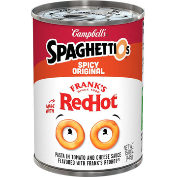 SpaghettiOs Spicy Original made with Frank's RedHot, Canned Pasta, 15.8 OZ Can