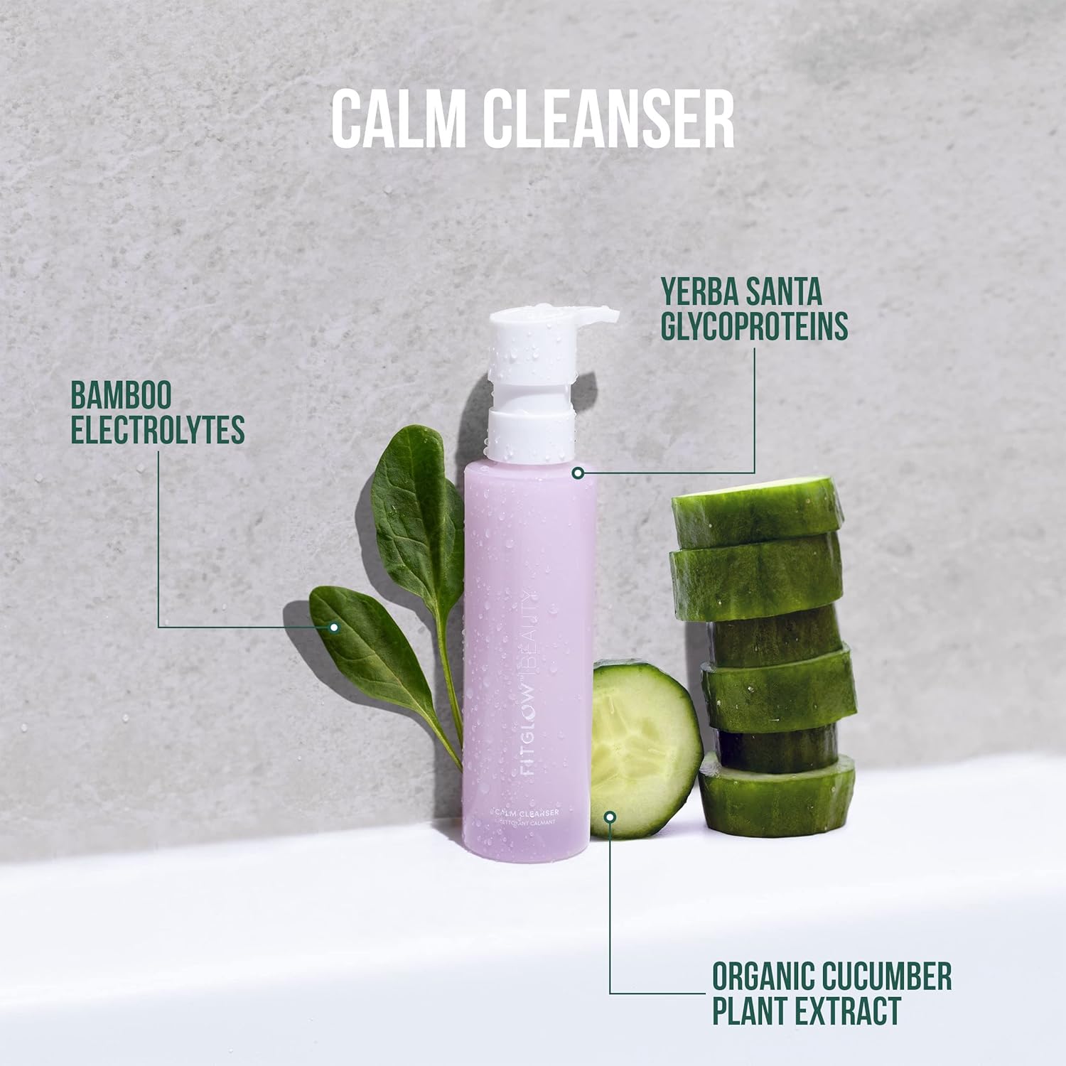 Fitglow Beauty Calm Cleanser | Gentle Milky Face Cleanser For Sensitive Skin | Hydrating & Balancing Facial Wash With Ceramides & Cucumber | Makeup Remover | Plant-Based, Fragrance-Free | 120Ml : Beauty & Personal Care