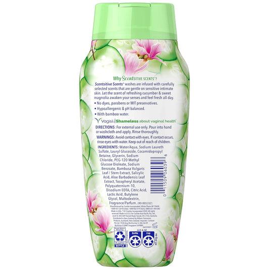 Vagisil Feminine Wash For Intimate Area Hygiene, Scentsitive Scents, Ph Balanced And Gynecologist Tested, Cucumber Magnolia, 12 Oz (Pack Of 1)