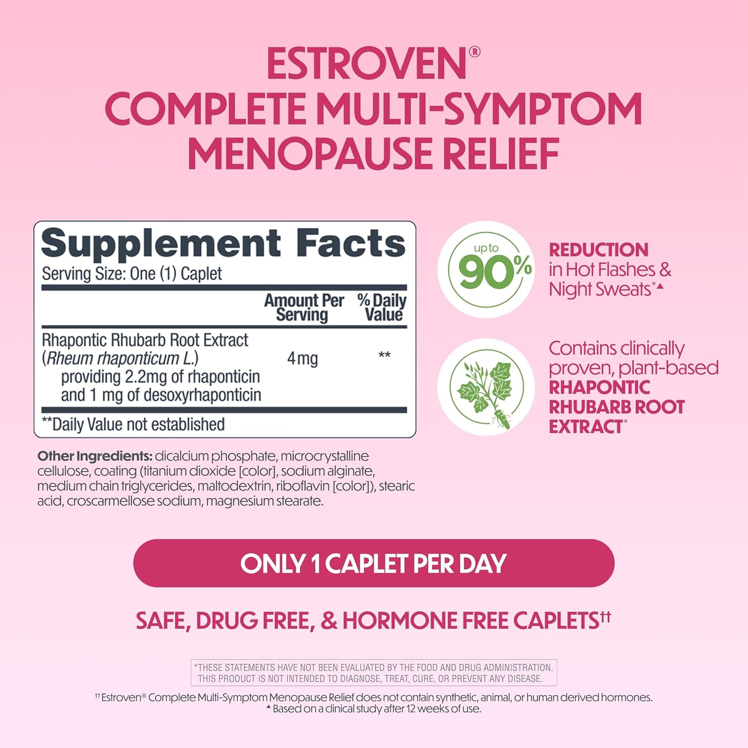 Estroven Complete Multi-Symptom Menopause Supplement for Women, 28 Ct., Clinically Proven Ingredient Provide Menopause Relief & Night Sweats & Hot Flash Relief, Drug-Free & Non-GMO : Health & Household