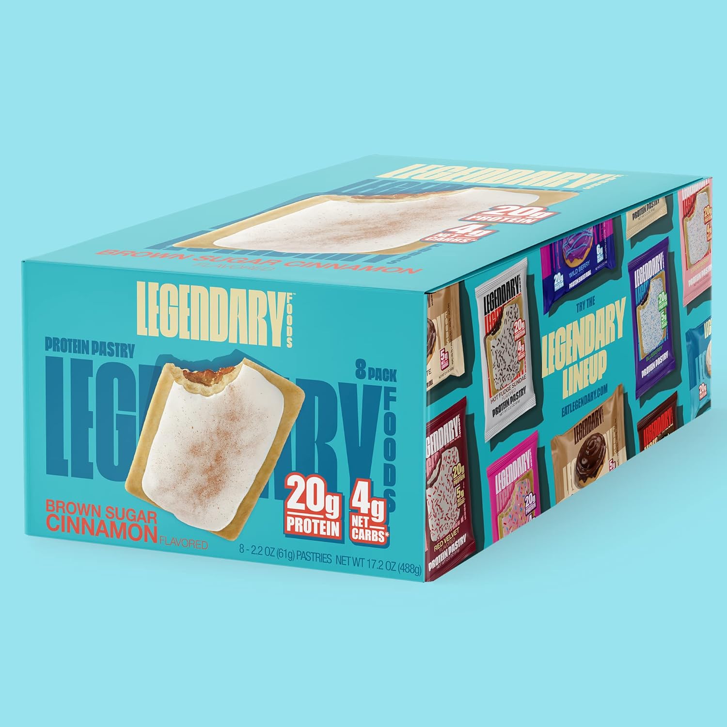 Legendary Foods 20 gr Protein Pastry - Low Carb Tasty Protein Bar Alternative, Keto Friendly, No Sugar Added High Protein Breakfast Snacks, Gluten Free Keto Food - Brown Sugar Cinnamon (8-Pack) : Health & Household