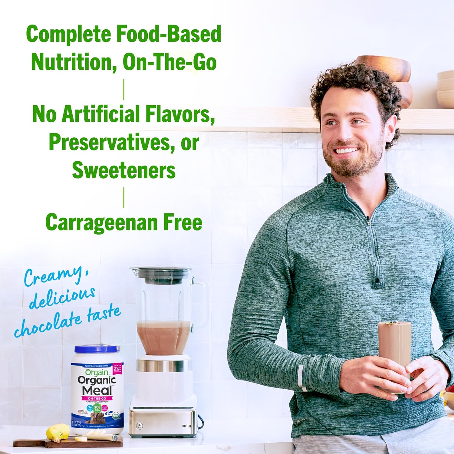 Orgain Organic Meal, Vegan Meal Replacement Protein Powder, Creamy Chocolate Fudge - 20g Plant Based Protein, 7g Prebiotic Fiber, Fruits, Vegetables & Greens, Gluten Free, Shakes & Smoothies, 2.01lb : Grocery & Gourmet Food