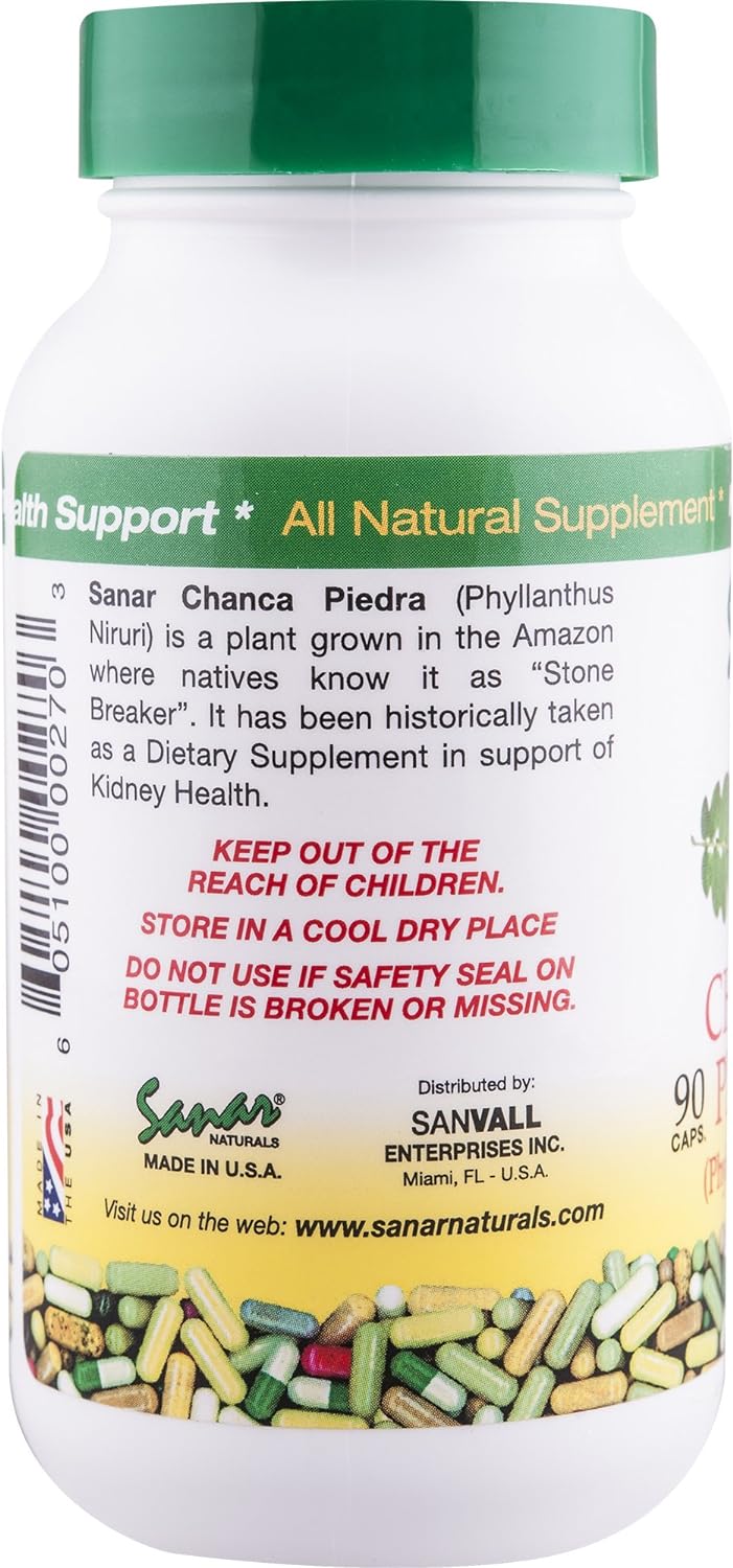 Sanar Naturals Chanca Piedra, 90 Capsules - Stone Breaker Extra Strength - Natural Detox and Stones Dissolver : Health & Household