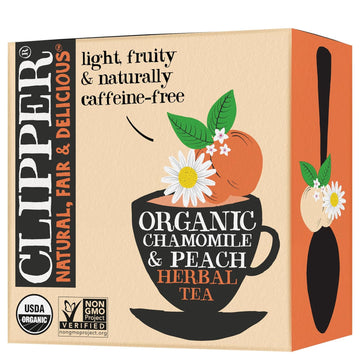 Clipper Tea Chamomile & Peach Teabags – Usda Organic, Great Hot Or Iced – Natural, Fair & Delicious Fruity Chamomile & Peach Infusion – 50 Tea Bags
