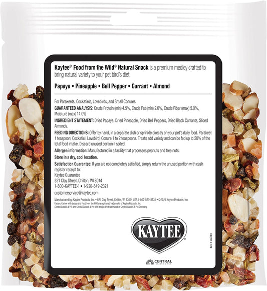 Kaytee Food From The Wild Natural Pet Bird Snack Food Treats For Parakeets, Cockatiels, Lovebirds, And Small Conures, 3 Oz