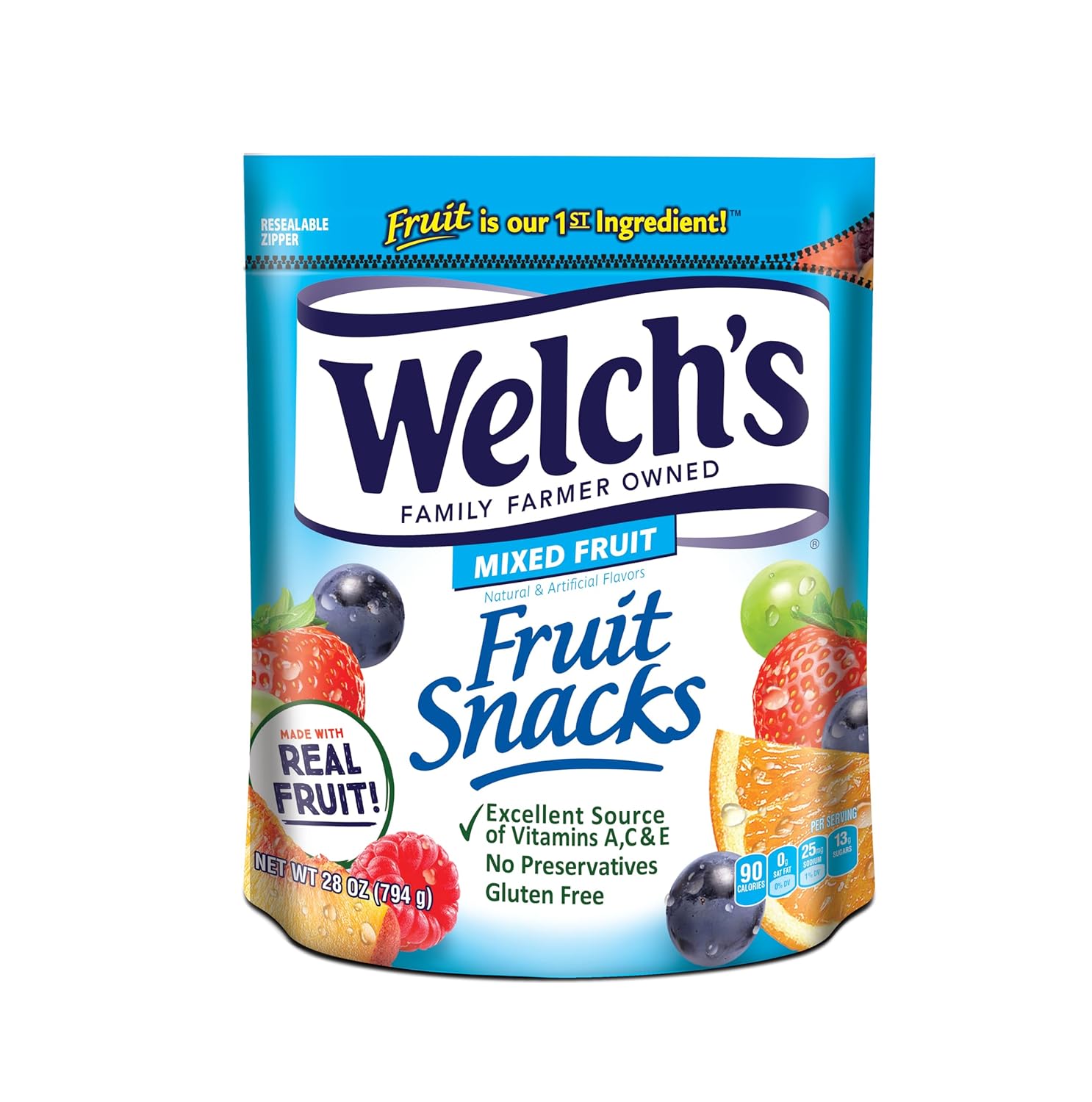 Welch'S Fruit Snacks, Mixed Fruit, Perfect For Serving At Parties, Gluten Free, Bulk Bag, 28 Oz (Pack Of 1)