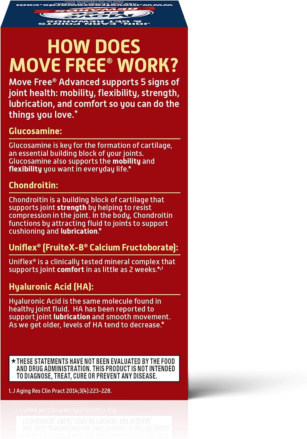 Move Free Triple Strength Glucosamine Chondroitin And Hyaluronic Acid Joint Supplement, 80 Count