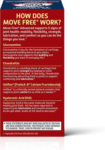 Move Free Triple Strength Glucosamine Chondroitin And Hyaluronic Acid Joint Supplement, 80 Count