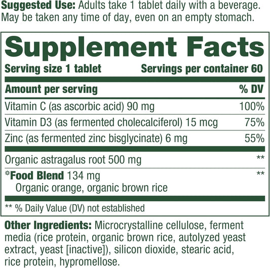 Megafood Daily Immune Support - Immune Support Supplement With Vitamin C, Vitamin D, Zinc, Astragalus Root, And More - Vitamins For Women & Men - Non-Gmo - Made Without 9 Food Allergens - 60 Tabs