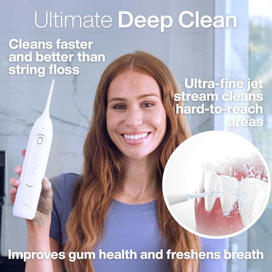Aquasonic Icon Water Flosser For Teeth – Cordless Rechargeable Oral Irrigator – Waterproof, Portable Dental Cleaning With Jet Tip – Braces Home Travel - Pearl