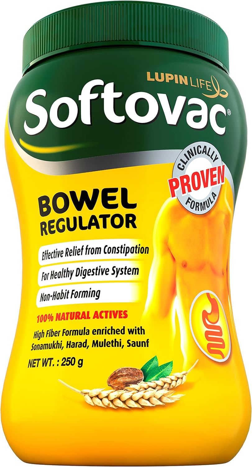 Softovac Bowel Regulator 250G - 100% Natural Actives: High Fiber Formula Enriched With Sonamukhi, Harad, Mulethi, Saunf Etc