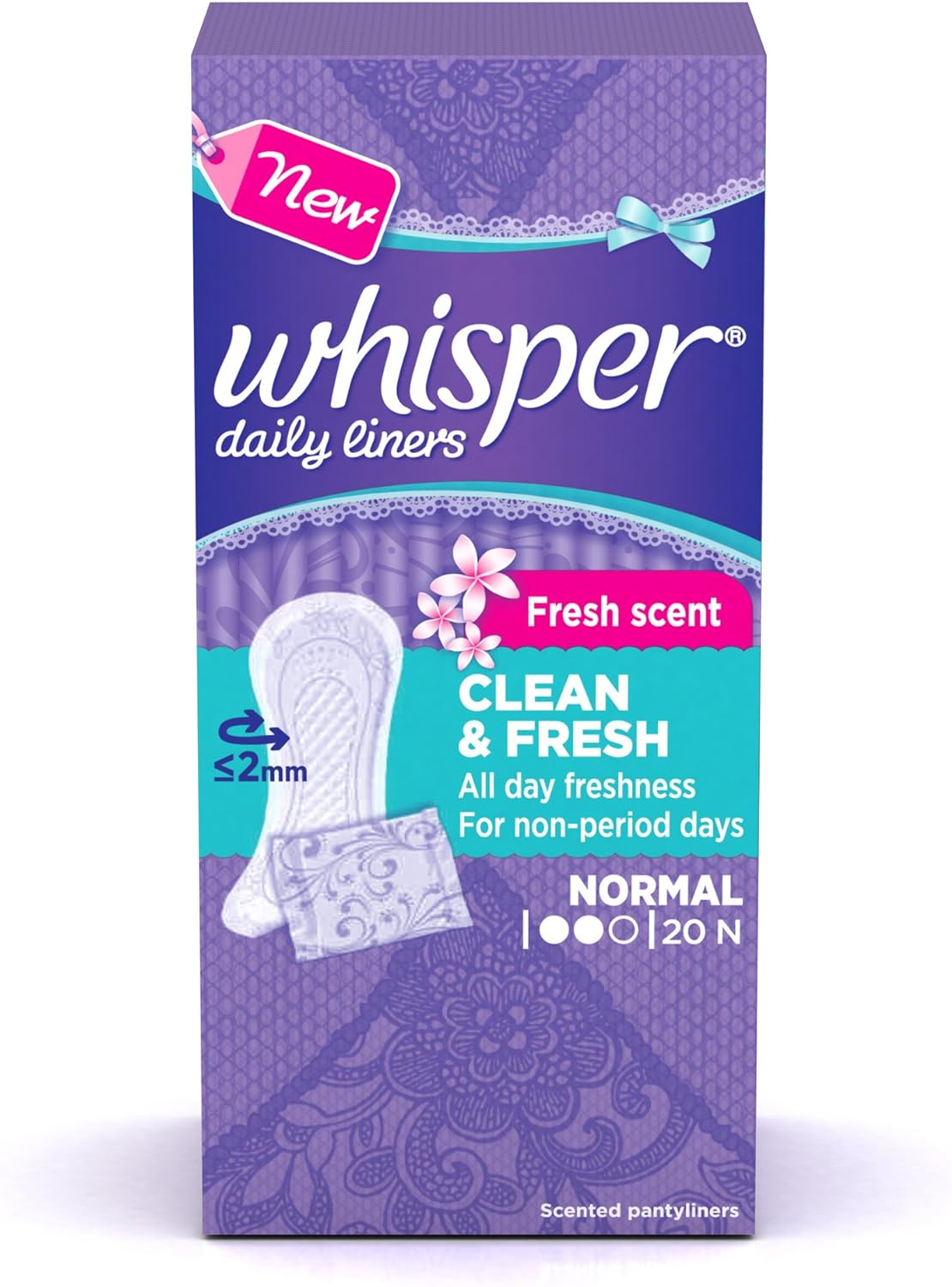 Whisper Daily Liners Clean & Fresh Normal 20N - India