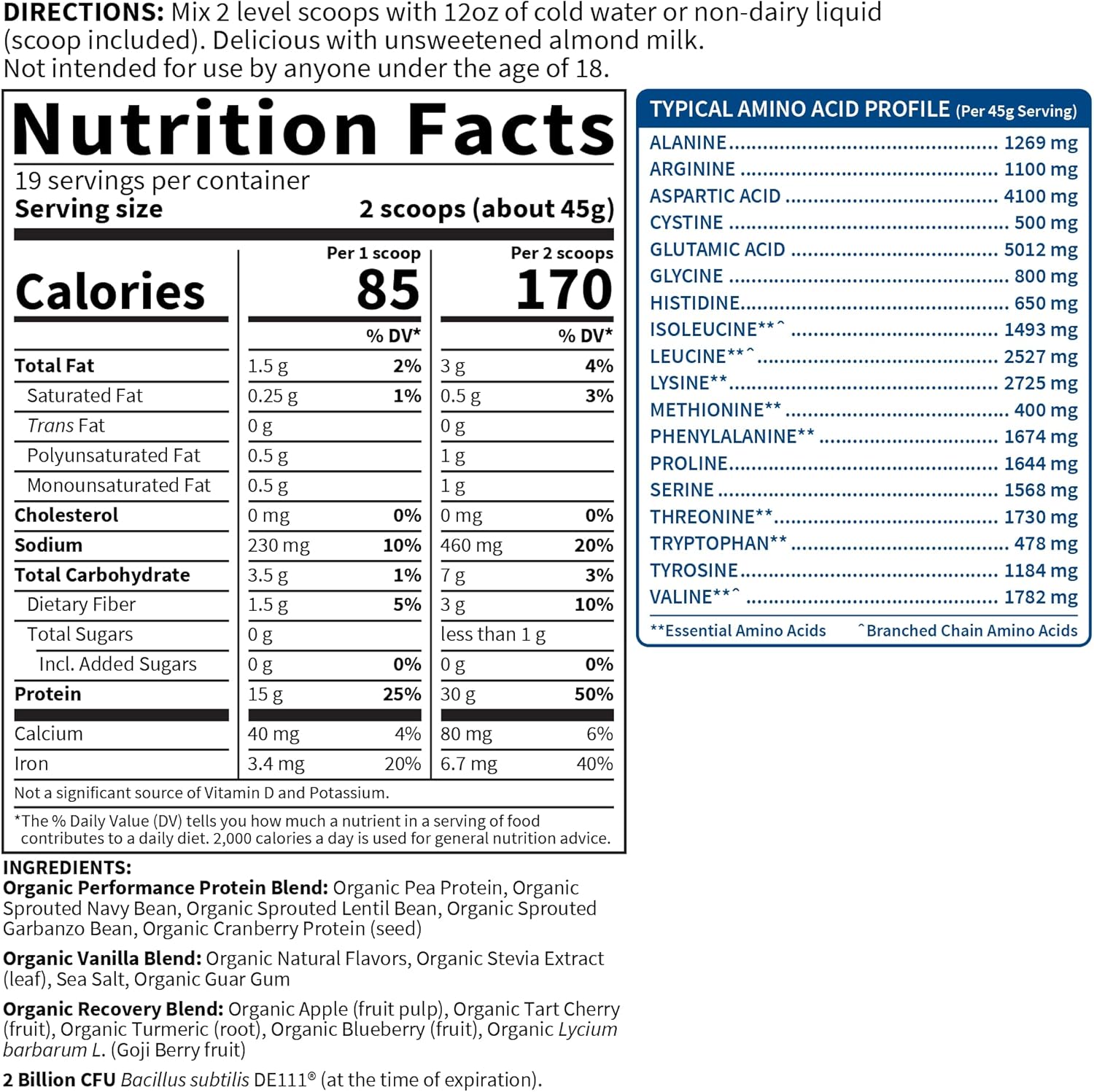 Organic Vegan Protein Powder, Vanilla Protein Powder With Probiotics, Bcaas, 30G Plant Protein, Nsf Certified, Gluten Free & Sport, Non Gmo, Garden Of Life Sport Protein Powder - 19 Servings