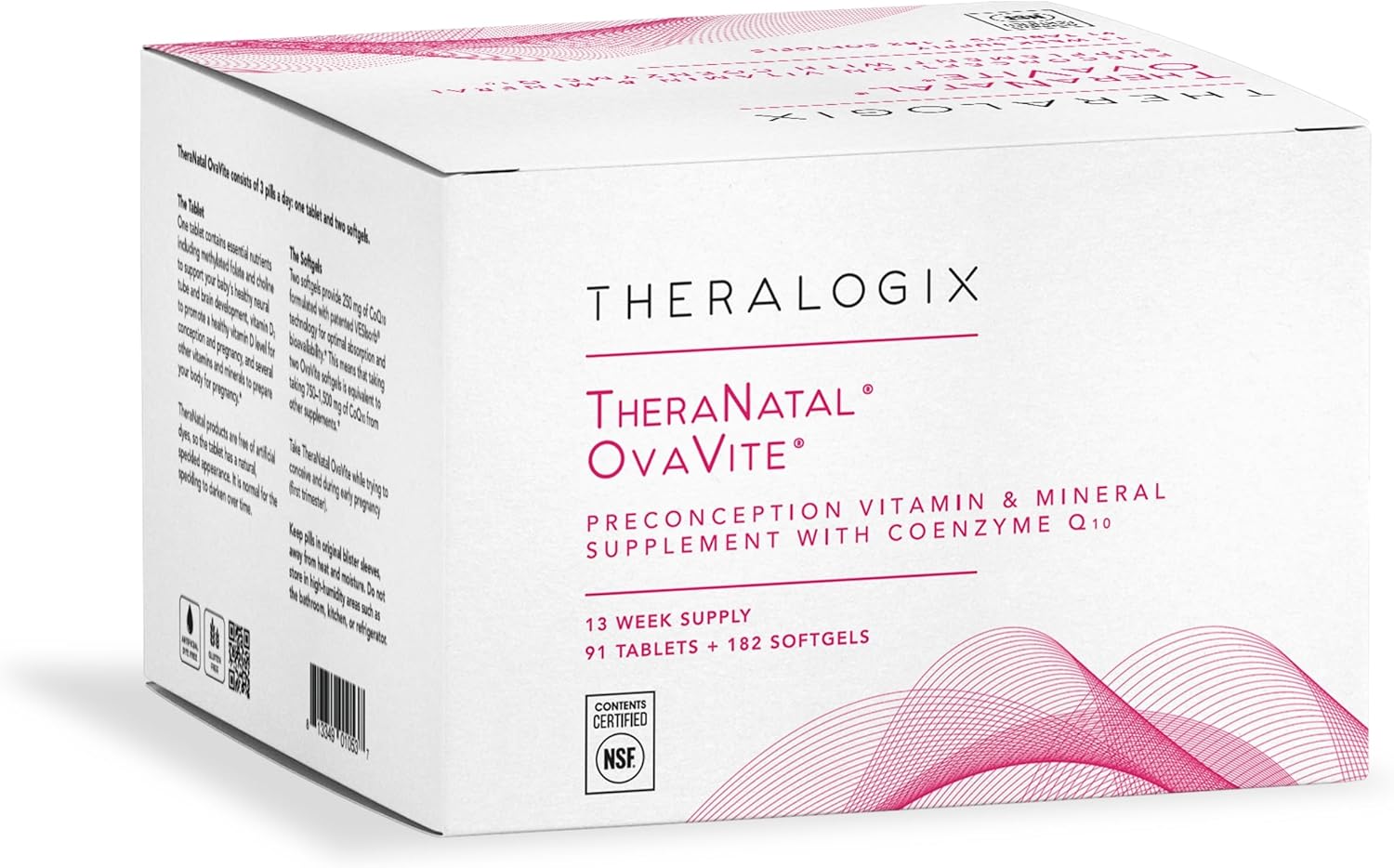 Theralogix TheraNatal OvaVite Preconception Vitamins - 13-Week Supply - Prenatal Vitamins & Fertility Supplement for Women with CoQ10* - NSF Certified - 91 Tabs, 182 Softgels (91 Servings)