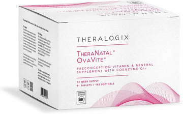 Theralogix TheraNatal OvaVite Preconception Vitamins - 13-Week Supply - Prenatal Vitamins & Fertility Supplement for Women with CoQ10* - NSF Certified - 91 Tabs, 182 Softgels (91 Servings)