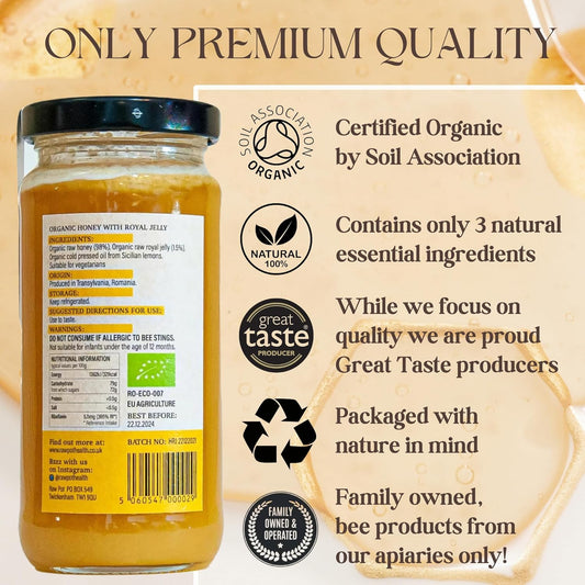 Raw Pot - Organic Raw Honey – Natural Unpasteurised Pure Honey Rich In Antioxidants, Vitamins & Minerals, Probiotics For Digestive Health, Immunity, Energy Support | External Use For Skin Care (350G)