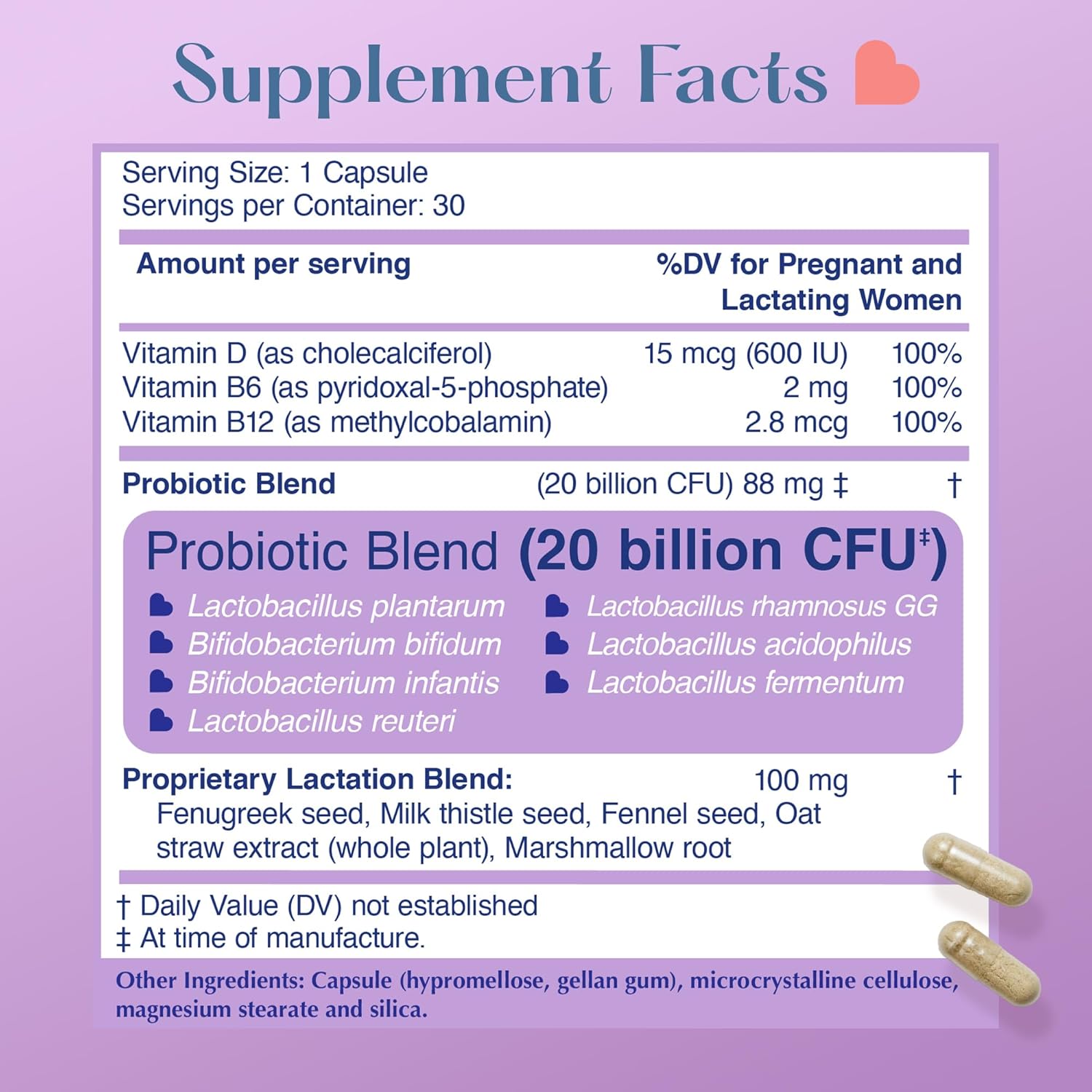 Lovebug Postnatal | Clinically Studied Ingredients For Breast Milk Production & Acid Reflux | Mental & Emotional Support | Glucose Support | Multi Strain 20 Billion Cfu | 30 Capsules : Health & Household